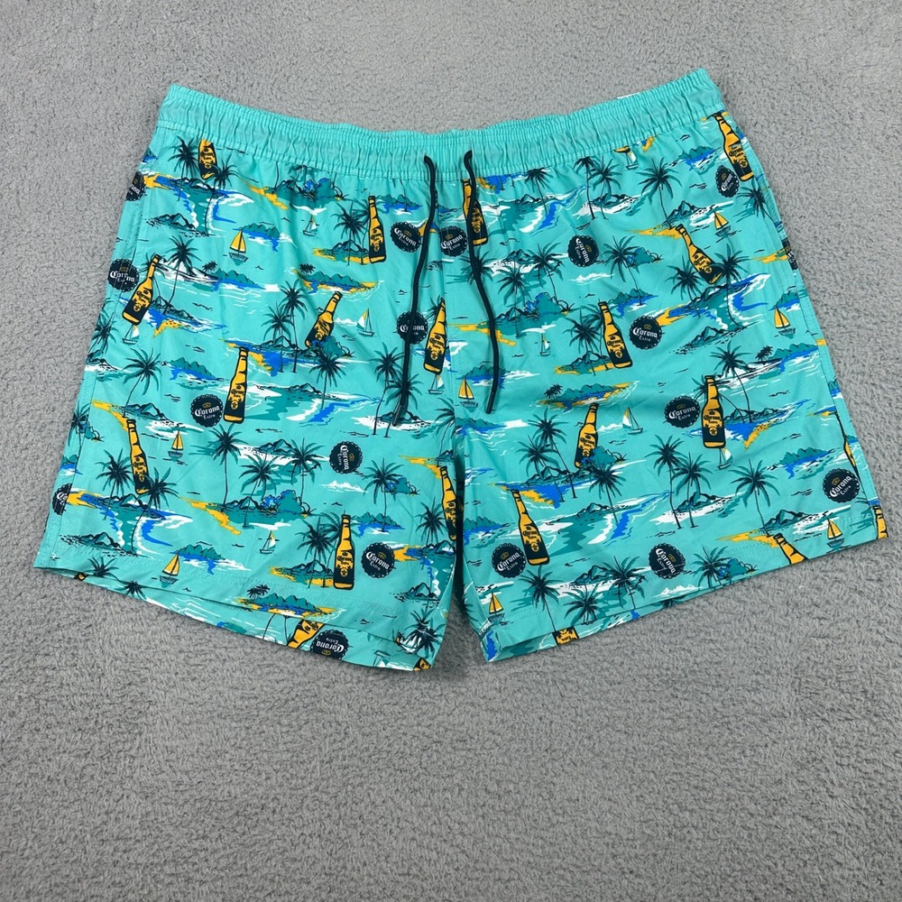 Corona Board Shorts Mens 3XL (48/50) Teal Blue Tropical Beer Swim Trunks NEW